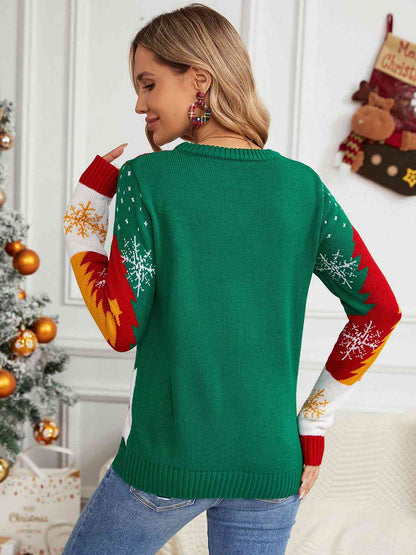 Suéter estampado de manga larga con cuello redondo