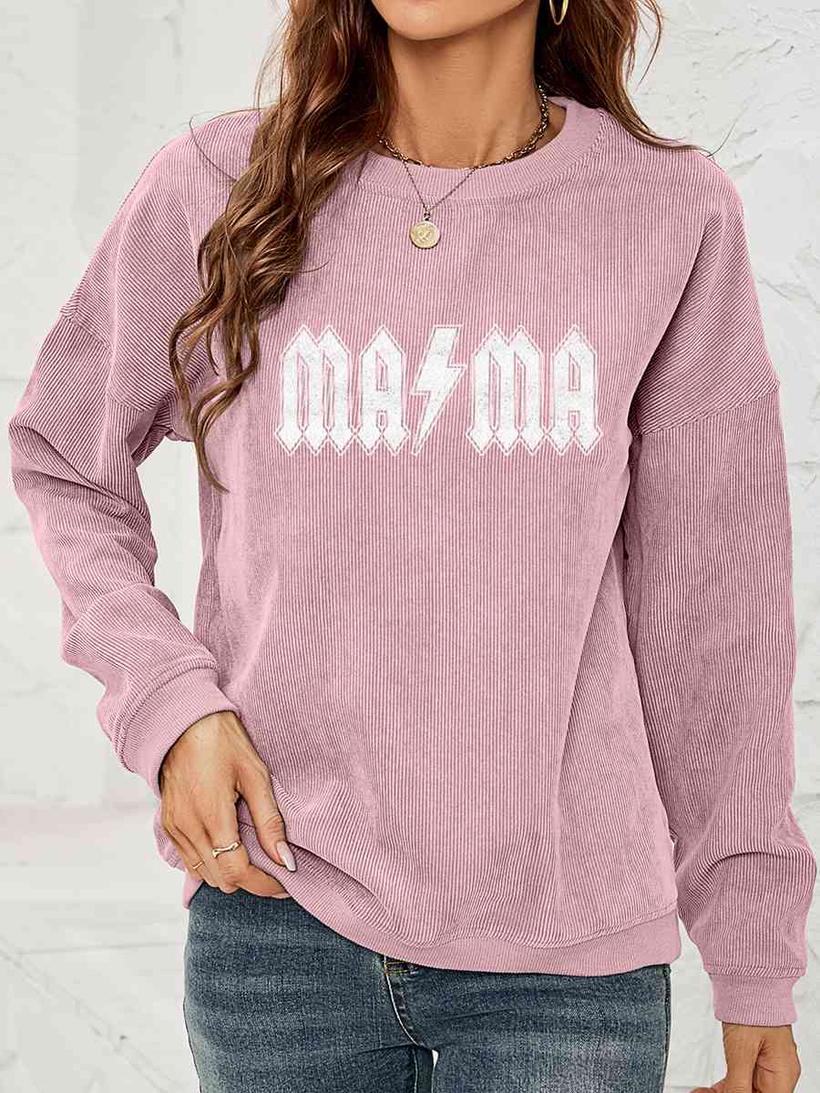 Sudadera con hombros caídos y gráfico MAMA