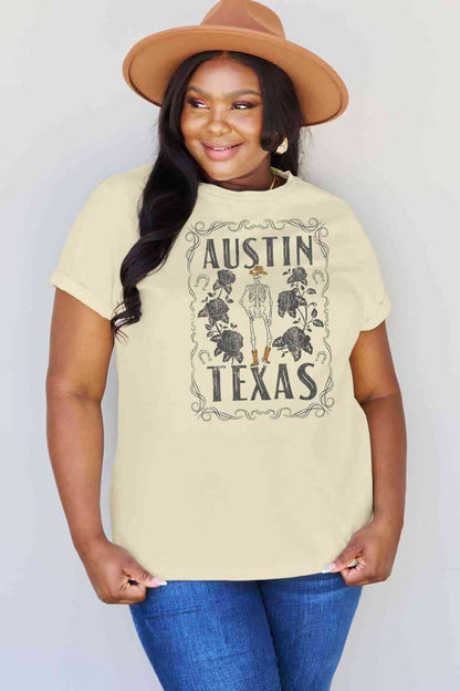 Camiseta de algodón con gráfico AUSTIN TEXAS de talla grande de Simply Love