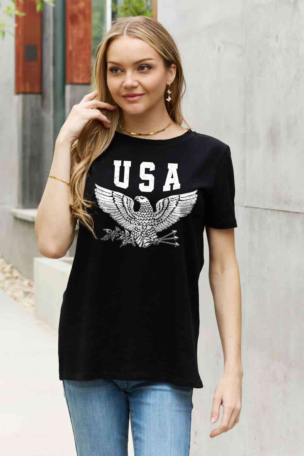 Simply Love Camiseta de algodón con estampado de águila de Simply Love USA