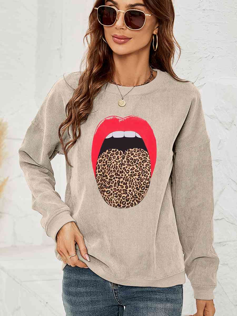 Sudadera con estampado MAMA de hombros caídos y cuello redondo