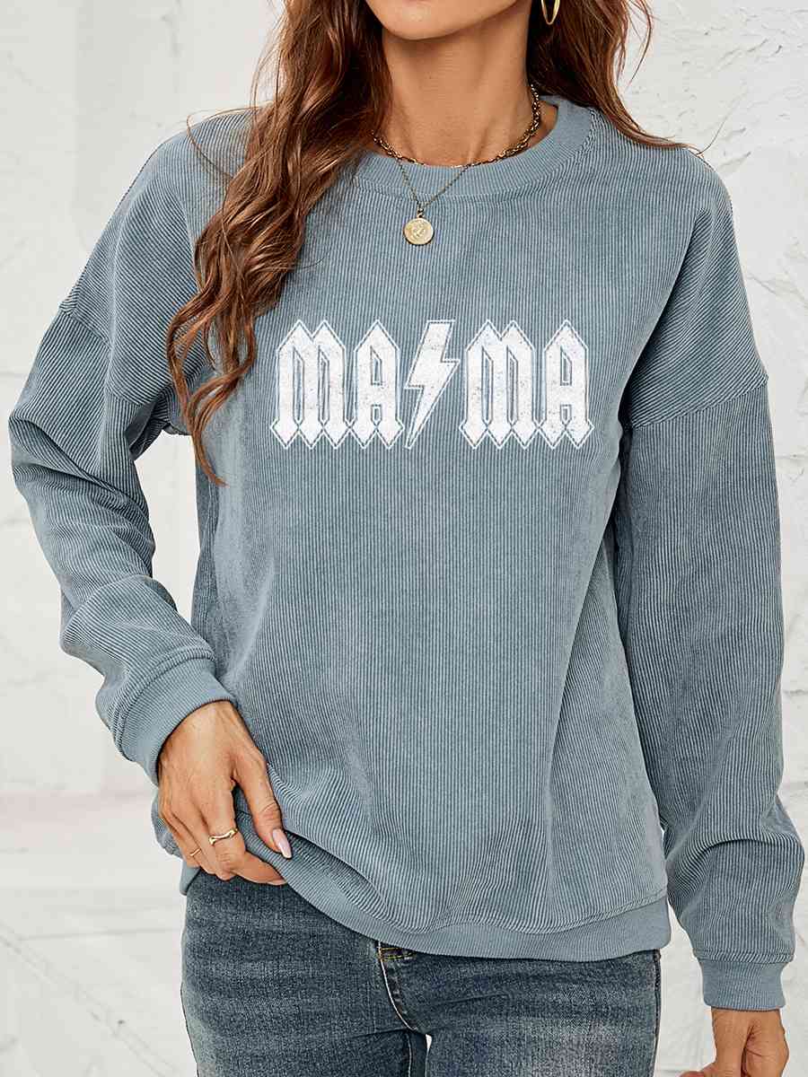 Sudadera con hombros caídos y gráfico MAMA