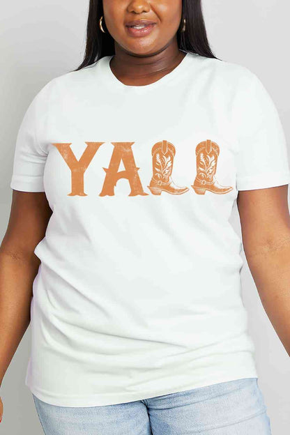Simply Love Camiseta de algodón con gráfico YALL de tamaño completo de Simply Love