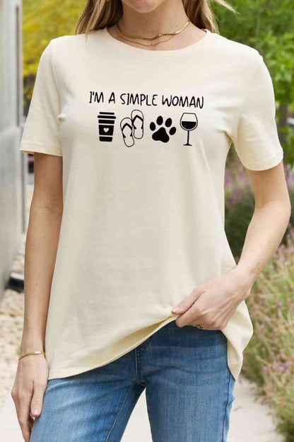 Camiseta de algodón con estampado I'm A SIMPLE WOMAN de tamaño completo de Simply Love