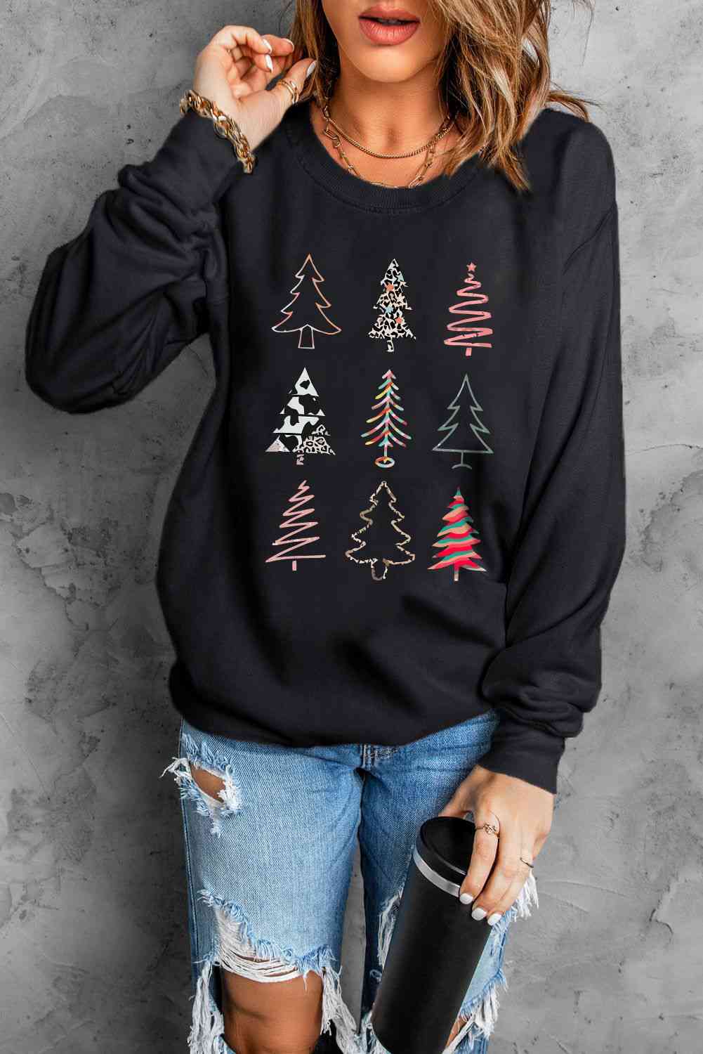 Sudadera con estampado de árbol de Navidad