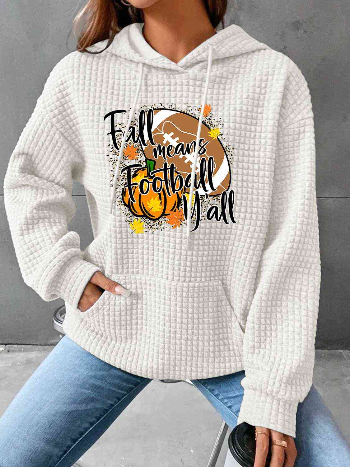 FALL MEANS FOOTBALL Y'ALL グラフィック パーカー