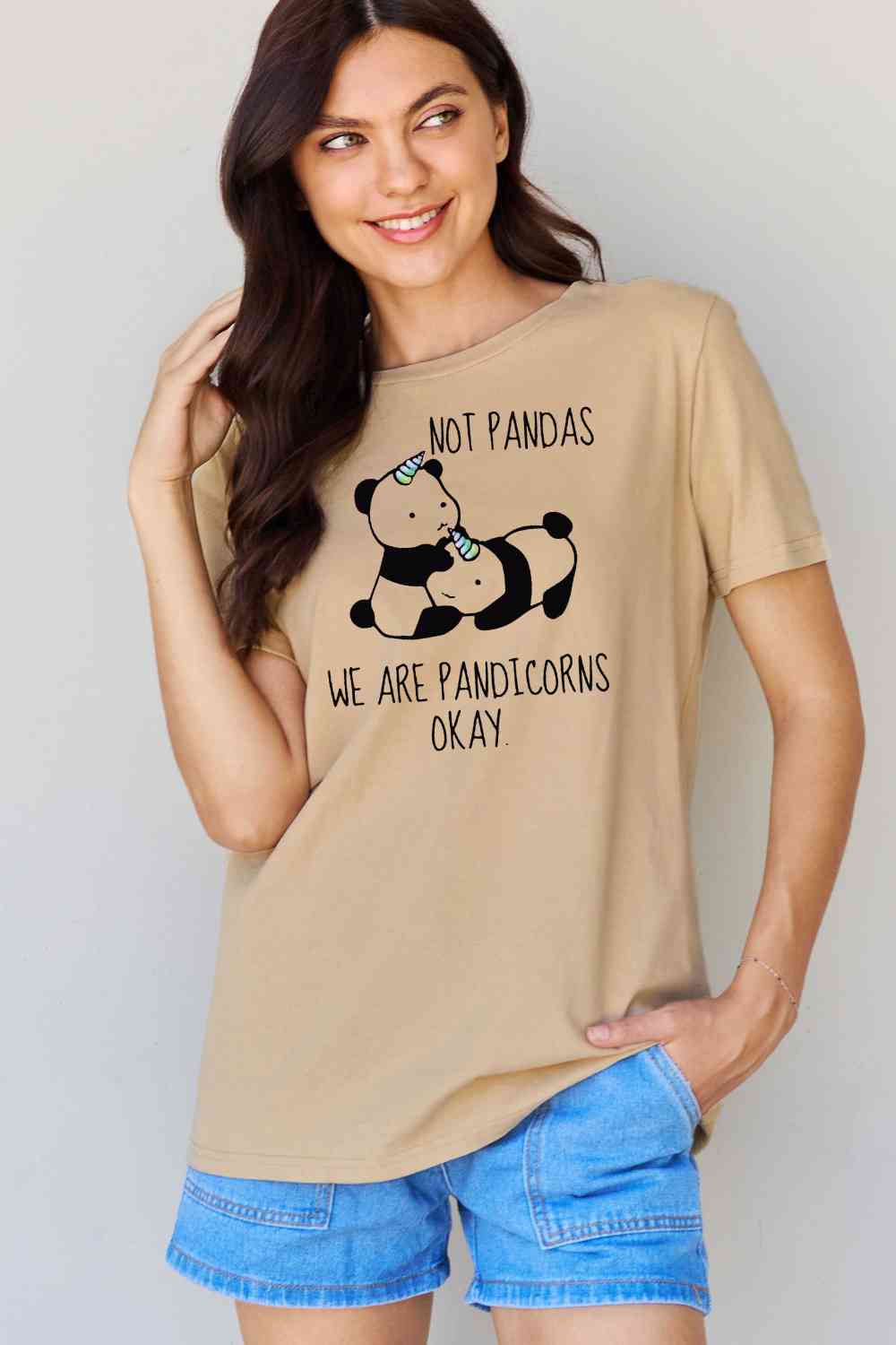 Camiseta de algodón con estampado de pandicornio de talla grande de Simply Love