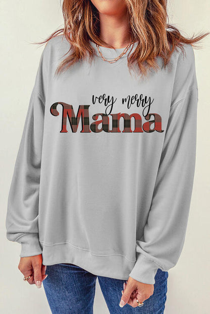 MAMA Round Neck Drop Shoulder Sweatshirt