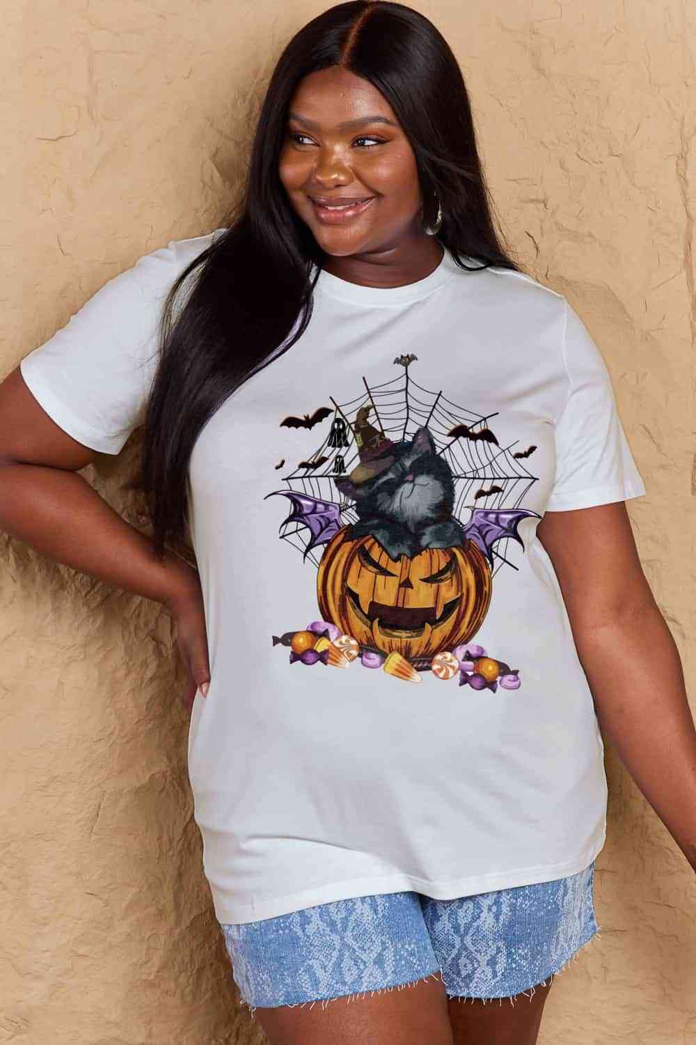 Camiseta con gráfico Jack-O'-Lantern de tamaño completo de Simply Love