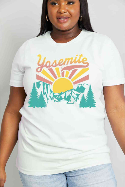 Camiseta de algodón con gráfico YOSEMITE de tamaño completo de Simply Love