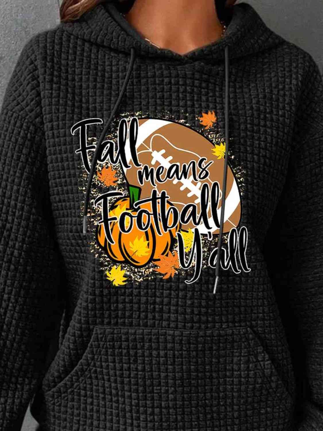 FALL MEANS FOOTBALL Y'ALL グラフィック パーカー