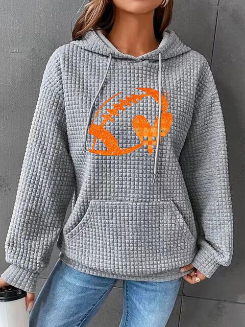 Sudadera con capucha y cordón con estampado de fútbol de tamaño completo