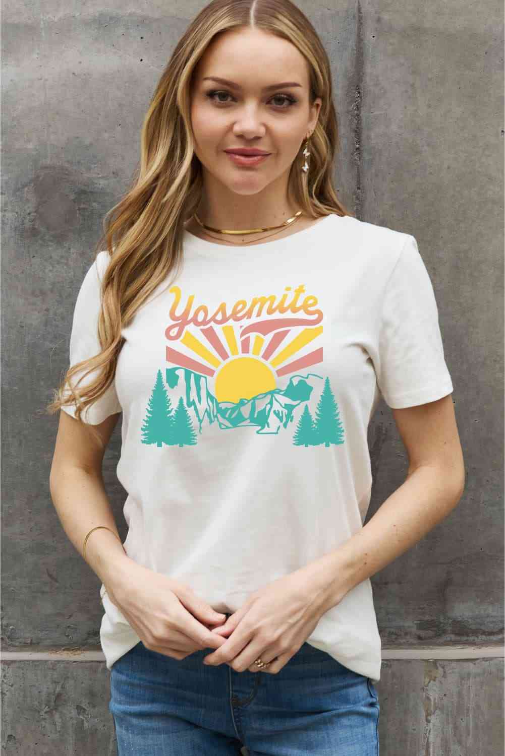 Simply Love フルサイズ YOSEMITE グラフィック コットン T シャツ