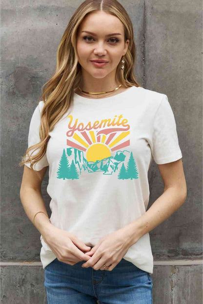 Camiseta de algodón con gráfico YOSEMITE de tamaño completo de Simply Love