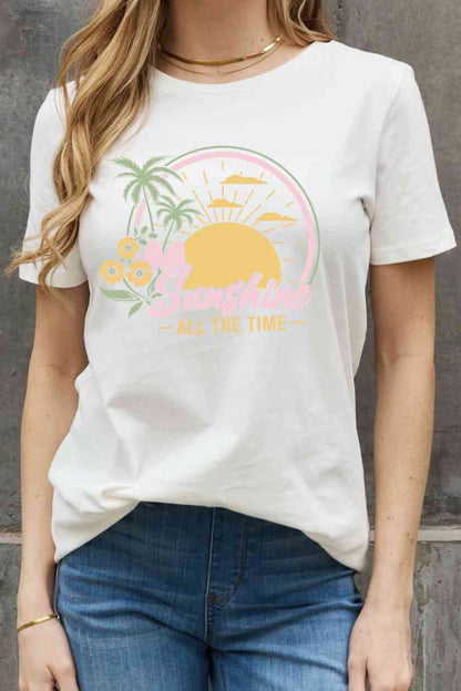 Camiseta de algodón con estampado SUNSHINE ALL THE TIME de tamaño completo de Simply Love