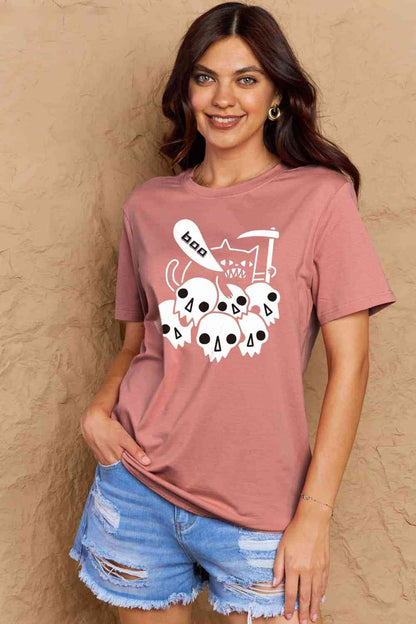 Camiseta de algodón con gráfico BOO de tamaño completo de Simply Love