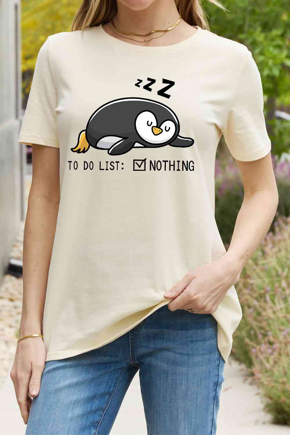 Simply Love フルサイズ TO DO LIST NOTHING グラフィック コットン T シャツ