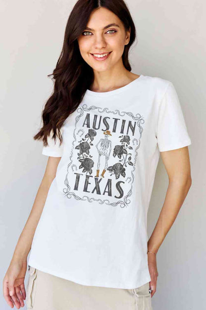 Camiseta de algodón con gráfico AUSTIN TEXAS de talla grande de Simply Love