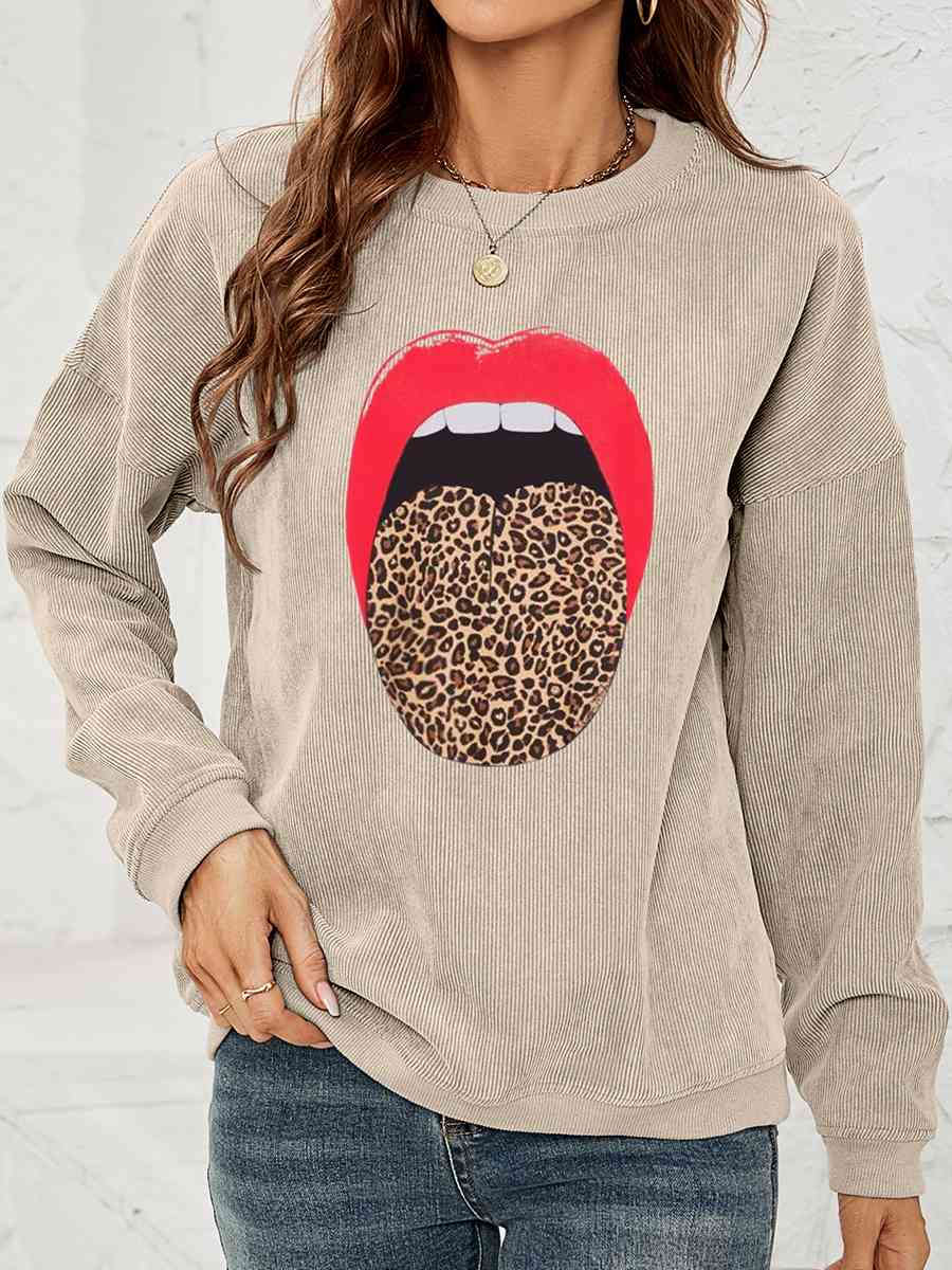 Sudadera con estampado MAMA de hombros caídos y cuello redondo