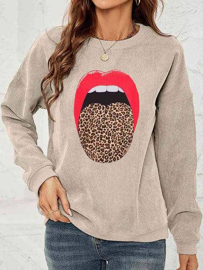 Sudadera con estampado MAMA de hombros caídos y cuello redondo