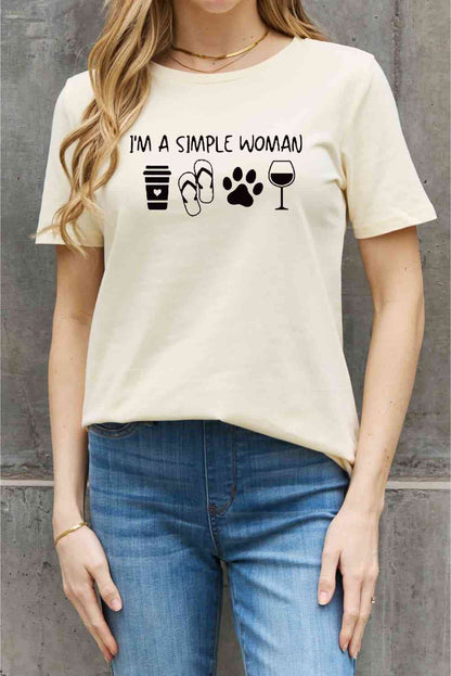 Simply Love フルサイズ I'M A SIMPLE WOMAN グラフィック コットン Tシャツ