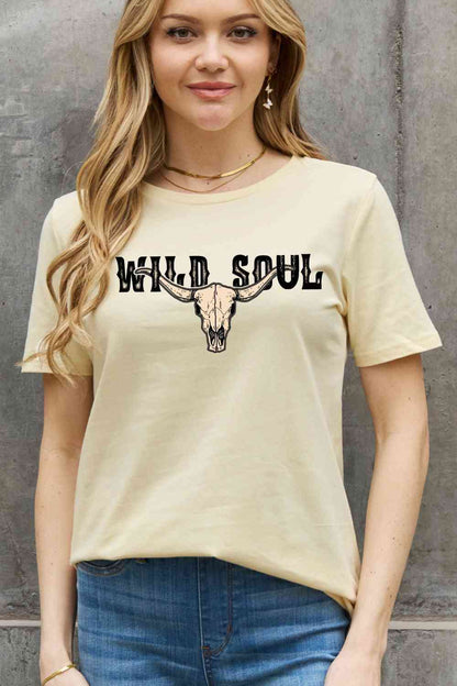 Camiseta de algodón con estampado WILD SOUL de tamaño completo de Simply Love