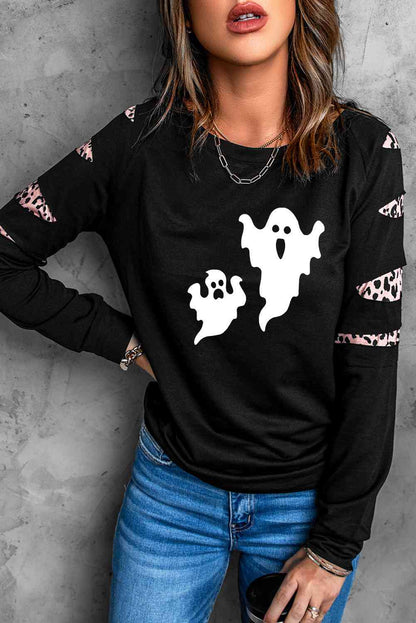 Ghost Graphic Round Neck Sweatshirt