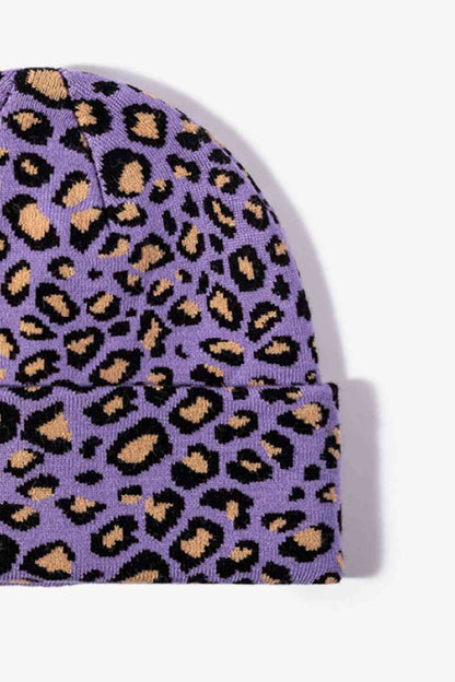 Gorro con puños y estampado de leopardo