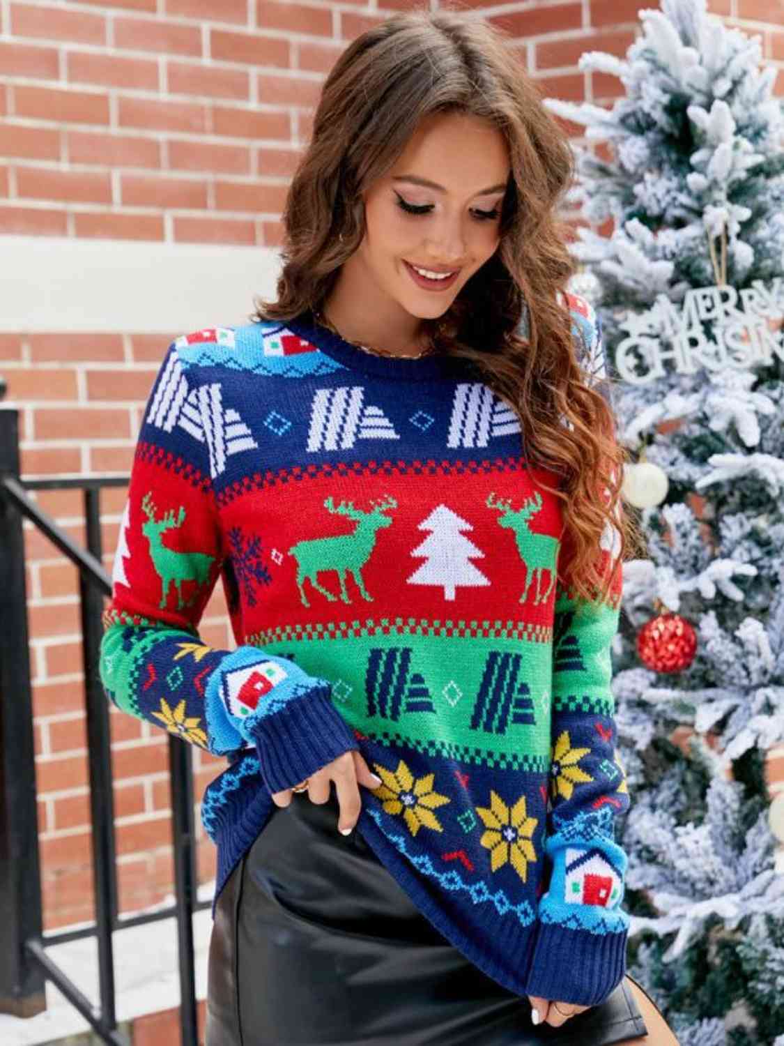 Jersey navideño con cuello redondo