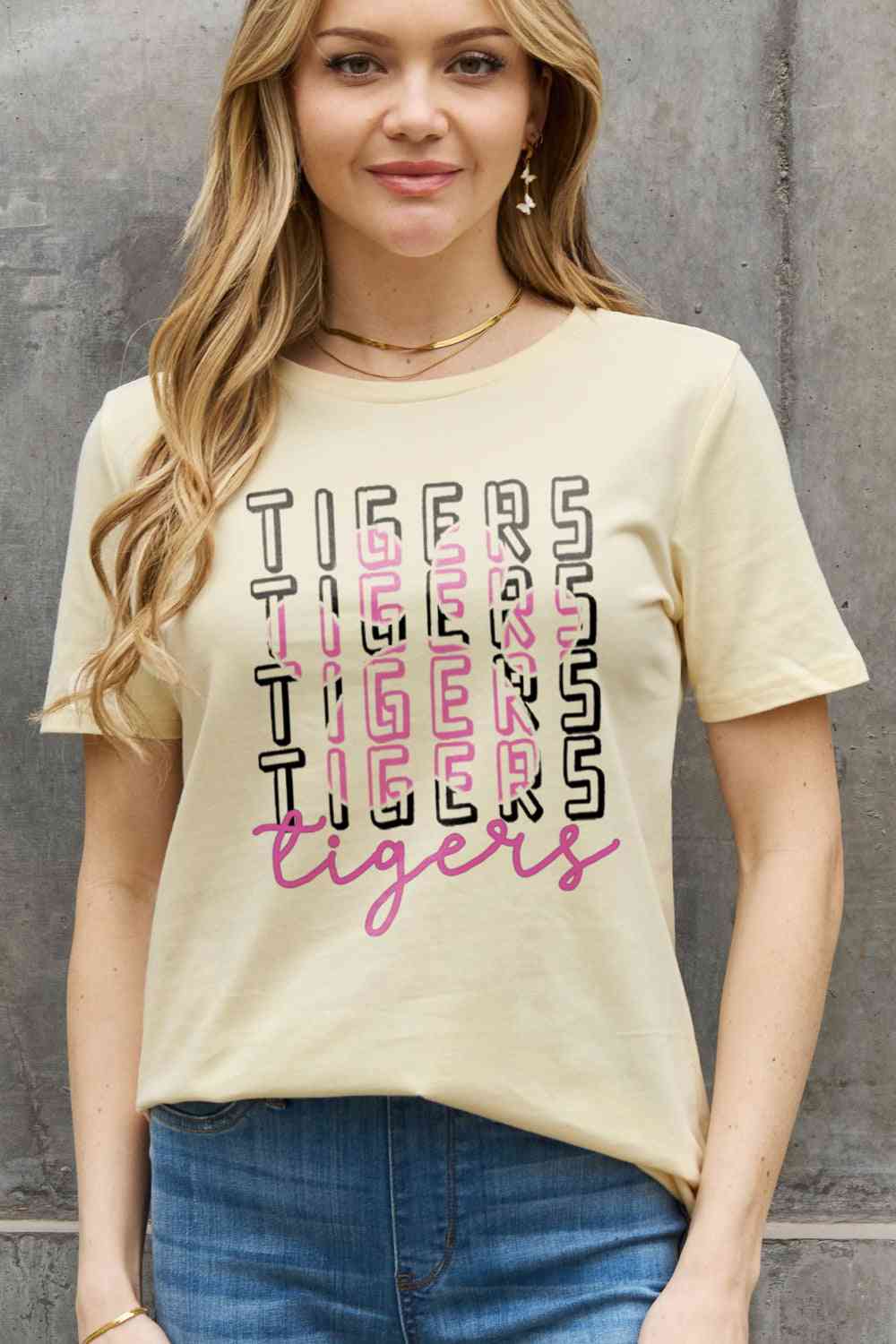 Simply Love フルサイズ TIGERS グラフィック コットン Tシャツ