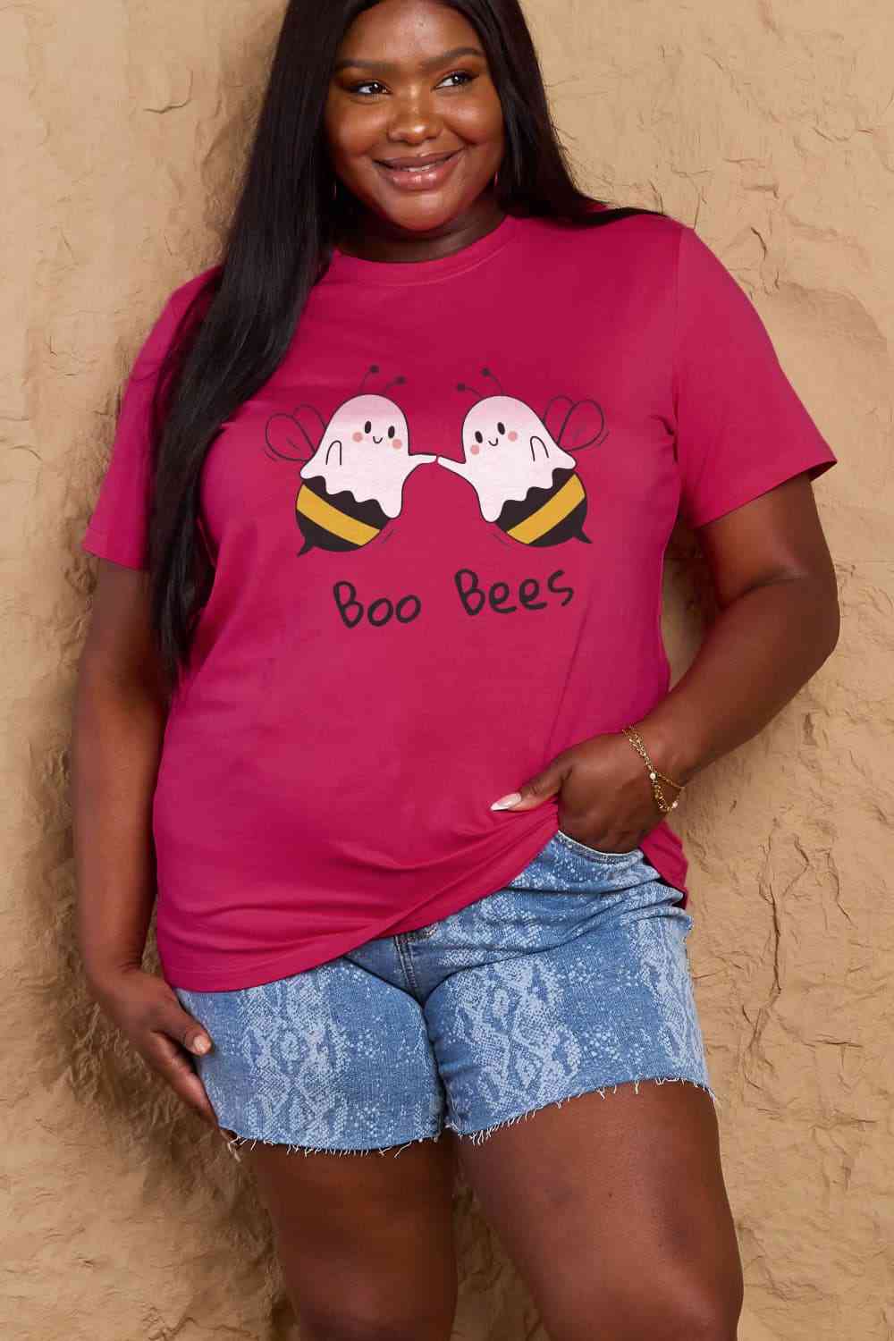 Camiseta de algodón con gráfico BOO BEES de talla grande de Simply Love