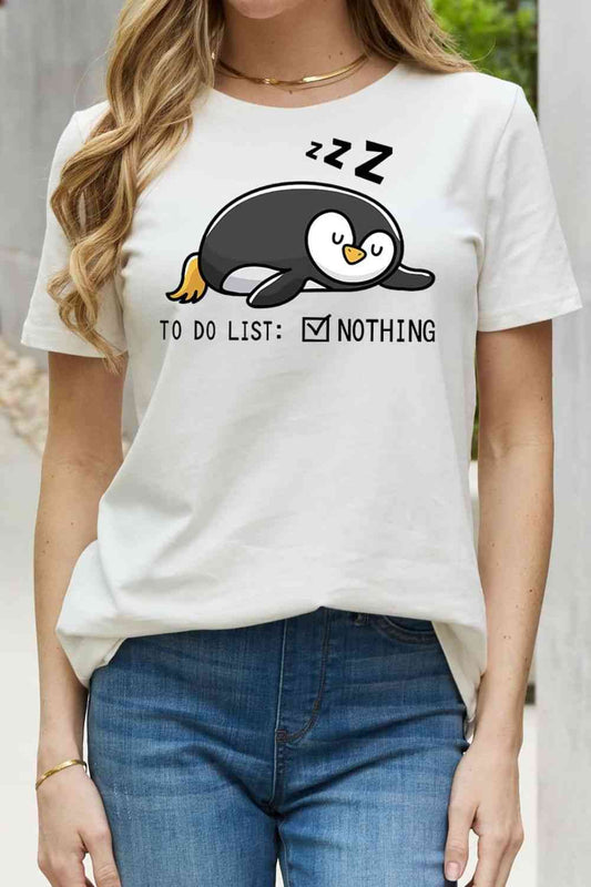 Simply Love フルサイズ TO DO LIST NOTHING グラフィック コットン T シャツ