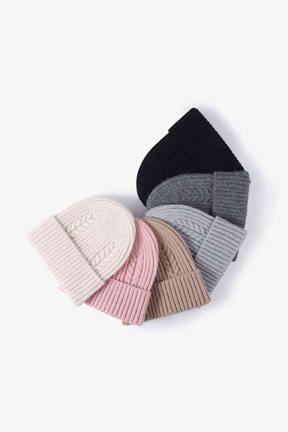 Gorro con puños de punto trenzado