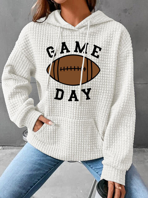 Full Size GAME DAY Graphic Drawstring Hoodie