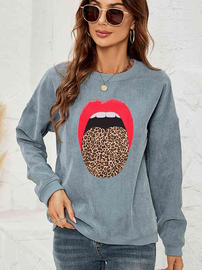 Sudadera con estampado MAMA de hombros caídos y cuello redondo