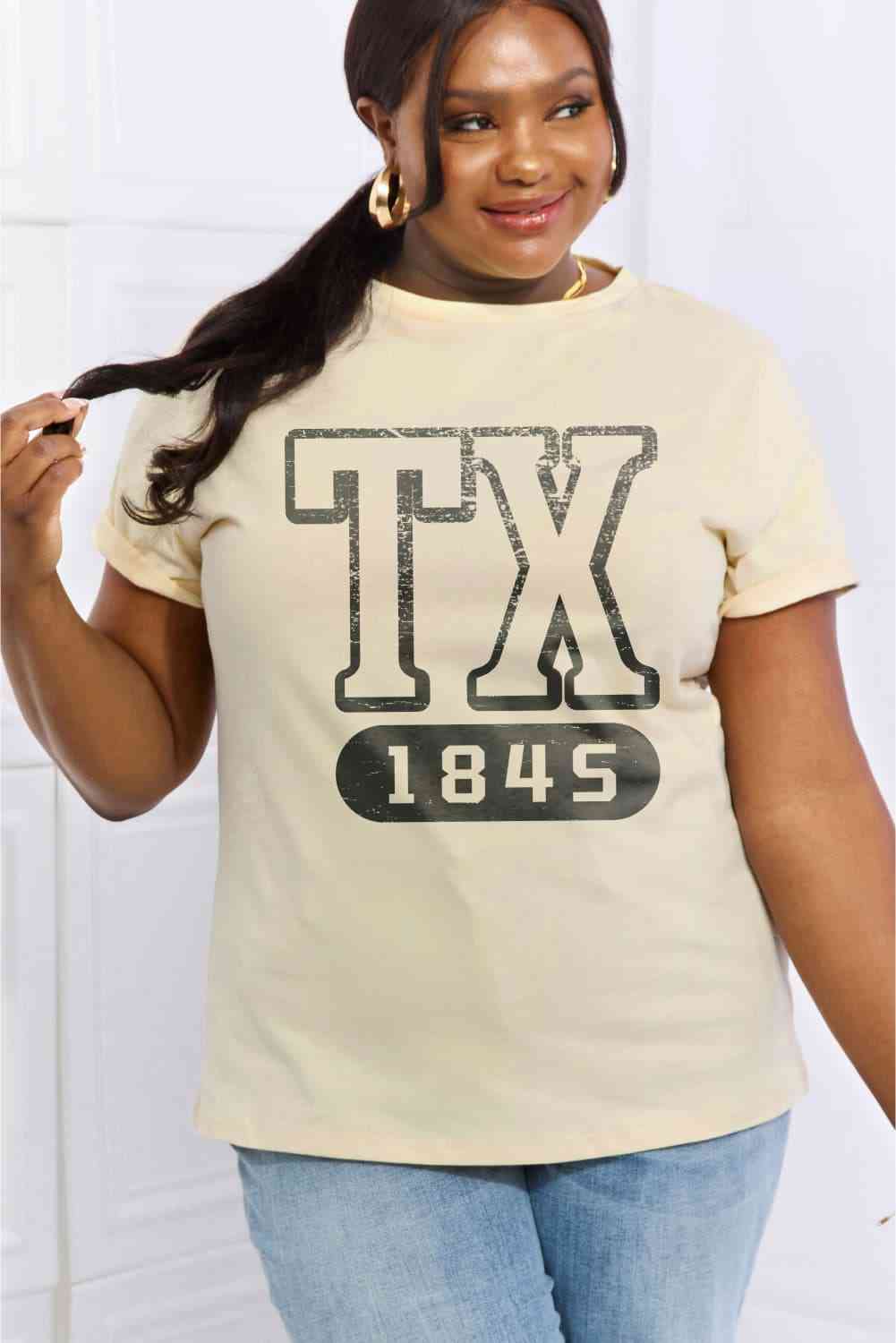Simply Love フルサイズ TX 1845 グラフィック コットン T シャツ