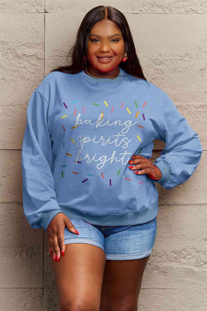 Simply Love Full Size Letter Graphic Round Neck Long Sleeve Sweatshirt