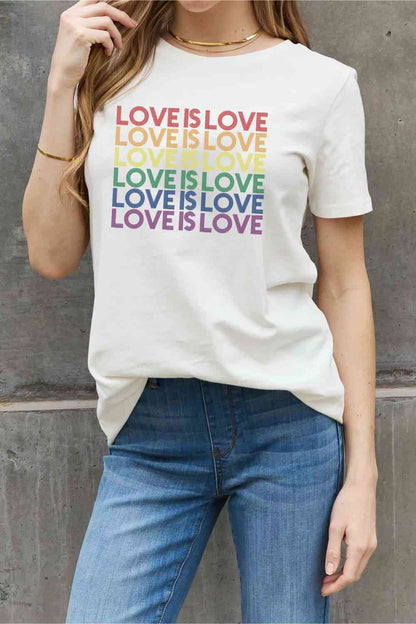 Simply Love フルサイズ LOVE IS LOVE グラフィック コットン T シャツ