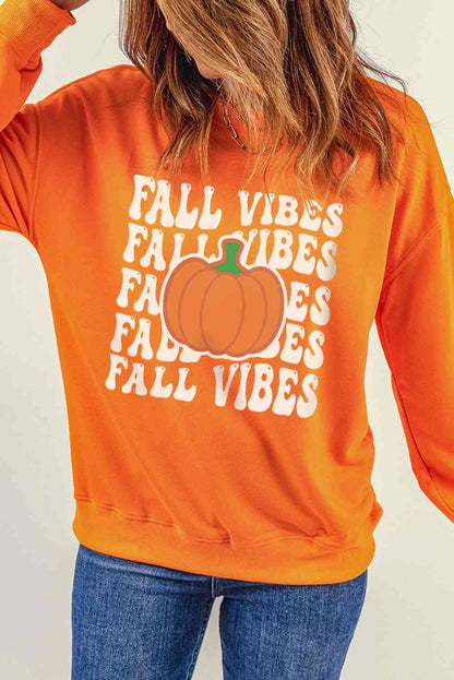 FALL VIBES Sudadera con estampado de hombros caídos