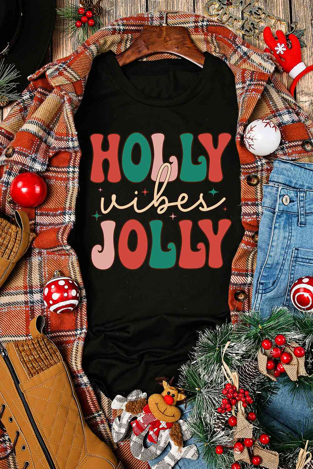 HOLLY JOLLY グラフィック半袖Tシャツ