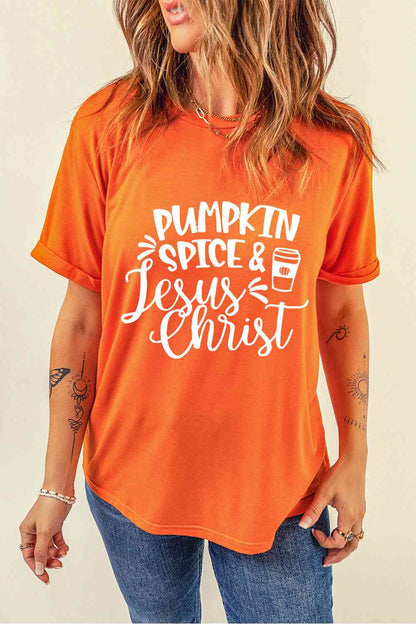 ラウンドネック半袖 PUMPKIN SPICE JESUS CHRIST Tシャツ