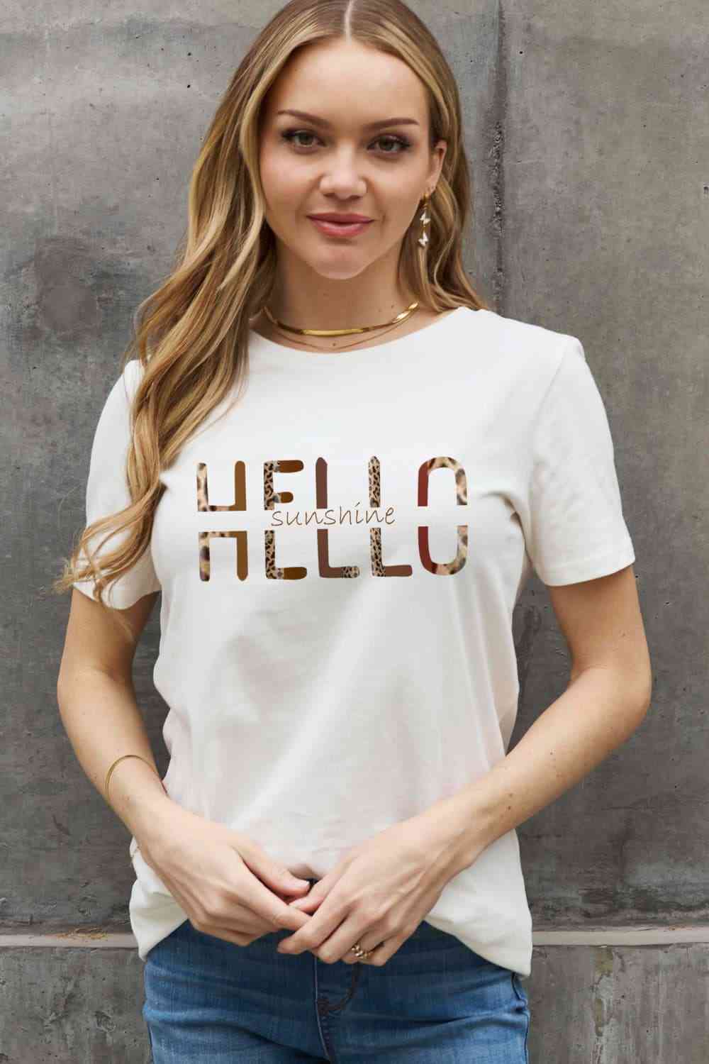 Simply Love Full Size HELLO SUNSHINE Graphic Cotton Tee