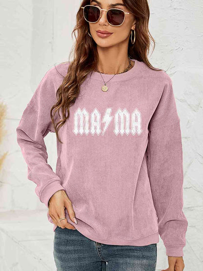 Sudadera con hombros caídos y gráfico MAMA