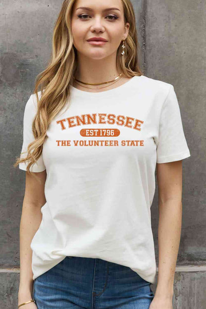 Simply Love Full Size TENNESSEE EST 1796 THE VOLUNTEER STATE Graphic Cotton Tee