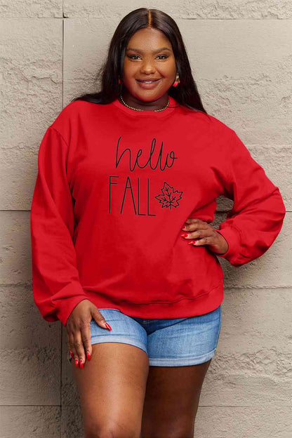 Sudadera con gráfico HELLO FALL de tamaño completo de Simply Love