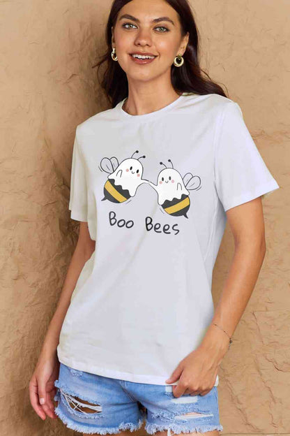 Simply Love フルサイズ BOO BEES グラフィック コットン T シャツ