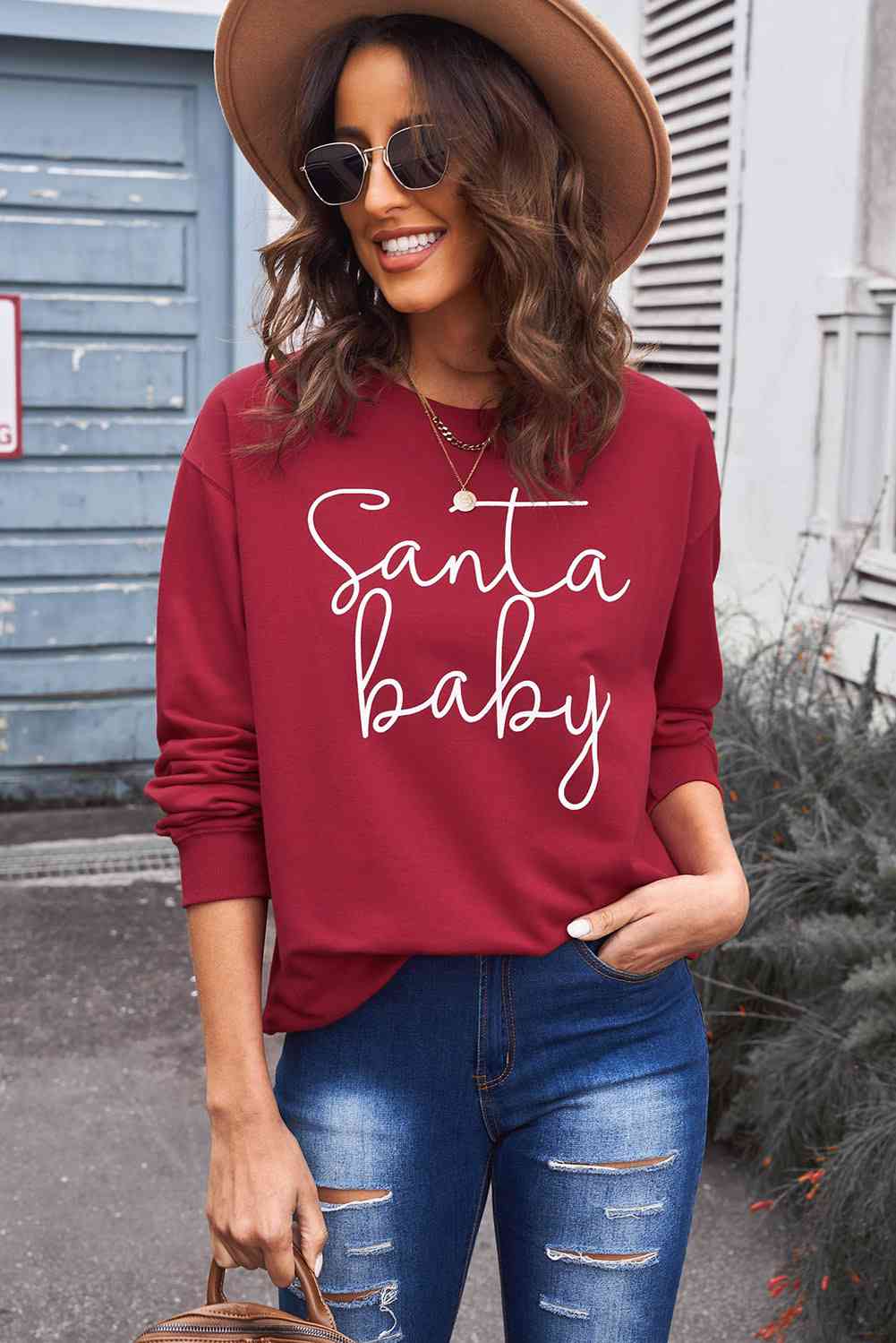 Sudadera con estampado navideño de SANTA BABY