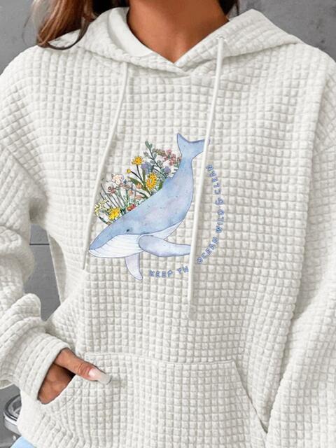 Full Size Whale Graphic Drawstring Hoodie