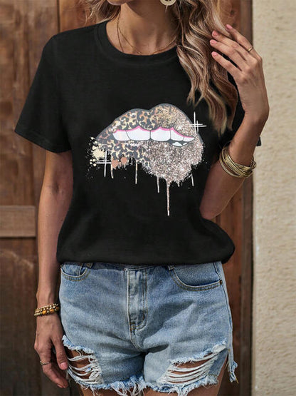 Lip Graphic Round Neck T-Shirt