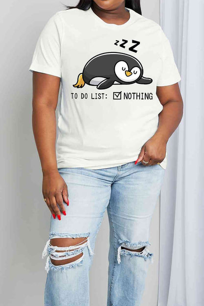 Simply Love フルサイズ TO DO LIST NOTHING グラフィック コットン T シャツ